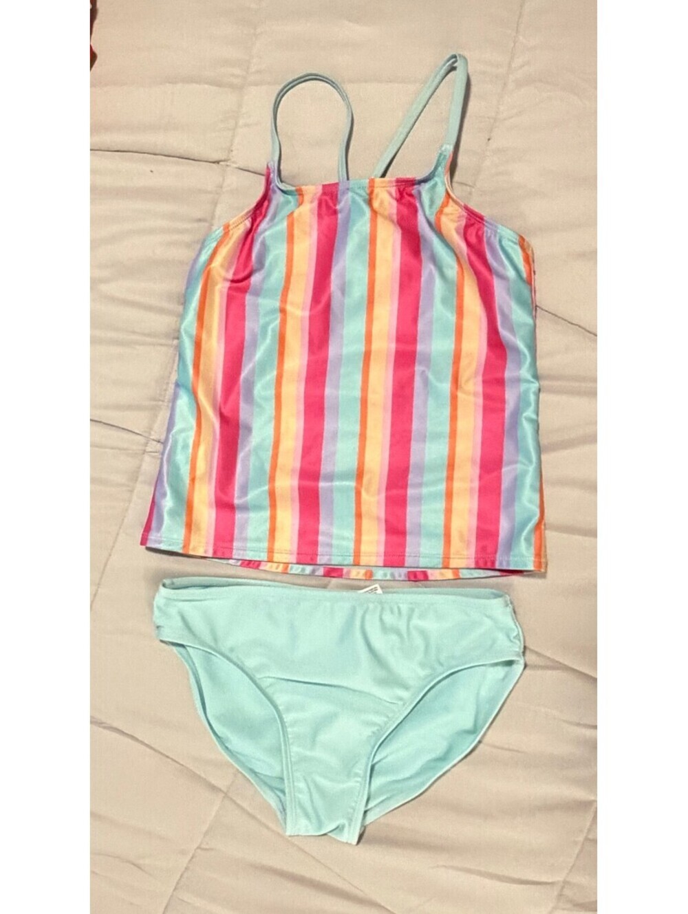 Wonder Nation Girls' Two-Piece Tankini Swimsuit Size L (10-12)